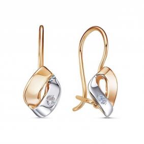 Золотые серьги КЮЗ Del'ta D1201256 с фианитом D1201256 фото