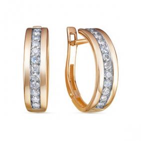 Золотые серьги КЮЗ Del'ta D1201258 с фианитом D1201258 фото