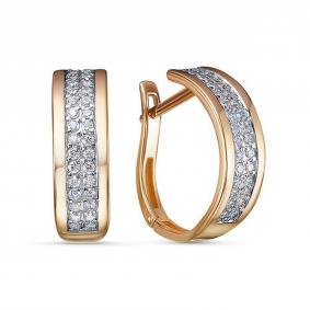 Золотые серьги КЮЗ Del'ta D1201259 с фианитом D1201259 фото