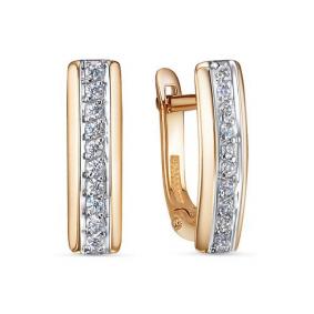 Золотые серьги КЮЗ Del'ta D1201320 с фианитом D1201320 фото