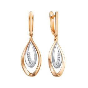 Золотые серьги КЮЗ Del'ta D1201335 с фианитом D1201335 фото