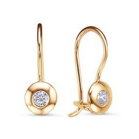 Золотые серьги КЮЗ Del'ta D1201446 с фианитом D1201446 фото