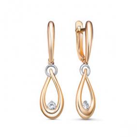 Золотые серьги КЮЗ Del'ta D1201470 с фианитом D1201470 фото