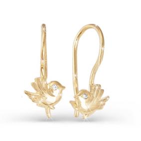 Золотые серьги КЮЗ Del'ta D120152 с фианитом D120152 фото