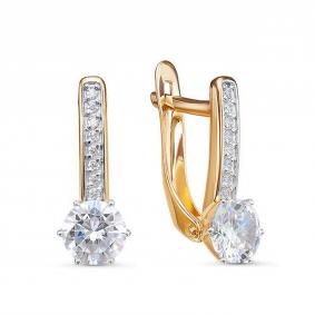 Золотые серьги КЮЗ Del'ta D1201520 с фианитом D1201520 фото