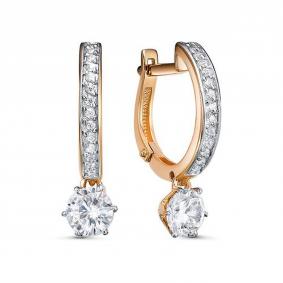 Золотые серьги КЮЗ Del'ta D1201524 с фианитом D1201524 фото