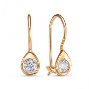 Золотые серьги КЮЗ Del'ta D1201528 с фианитом D1201528 фото