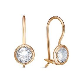 Золотые серьги КЮЗ Del'ta D1201529 с фианитом D1201529 фото