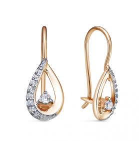 Золотые серьги КЮЗ Del'ta D1201558 с фианитом D1201558 фото