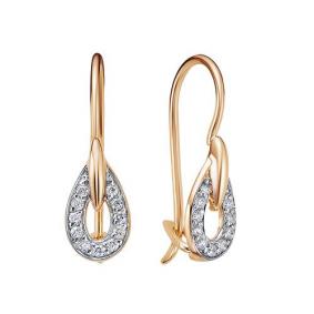 Золотые серьги КЮЗ Del'ta D1201560 с фианитом D1201560 фото