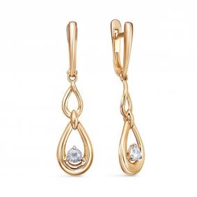 Золотые серьги КЮЗ Del'ta D1201563 с фианитом D1201563 фото