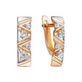 Золотые серьги КЮЗ Del'ta D1201575 с фианитом D1201575 фото