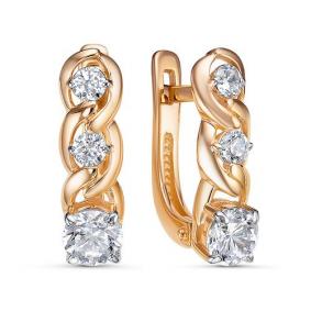 Золотые серьги КЮЗ Del'ta D1201577 с фианитом D1201577 фото