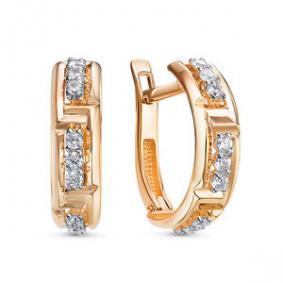 Золотые серьги КЮЗ Del'ta D1201602 с фианитом D1201602 фото