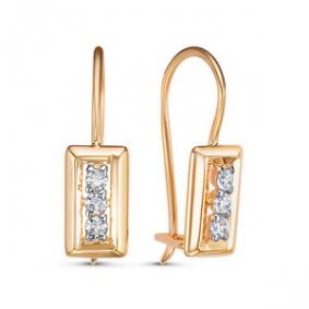 Золотые серьги КЮЗ Del'ta D1201603 с фианитом D1201603 фото