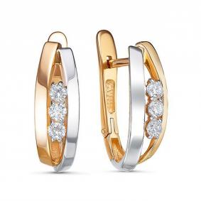 Золотые серьги КЮЗ Del'ta D1201629 с фианитом D1201629 фото