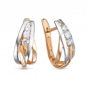 Золотые серьги КЮЗ Del'ta D1201698 с фианитом D1201698 фото