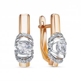 Золотые серьги КЮЗ Del'ta D1201947 с фианитом D1201947 фото