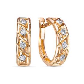 Золотые серьги КЮЗ Del'ta D1202016 с фианитом D1202016 фото