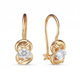 Золотые серьги КЮЗ Del'ta D1202042 с фианитом D1202042 фото