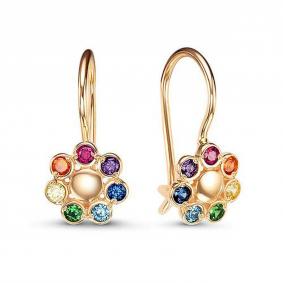 Золотые серьги КЮЗ Del'ta D1202049 с фианитом D1202049 фото