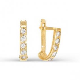 Золотые серьги КЮЗ Del'ta D120208 с фианитом D120208 фото