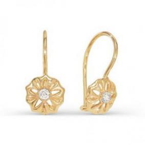 Золотые серьги КЮЗ Del'ta D120211 с фианитом D120211 фото