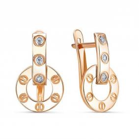 Золотые серьги КЮЗ Del'ta D1202124 с фианитом D1202124 фото