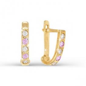 Золотые серьги КЮЗ Del'ta D120216 с фианитом D120216 фото