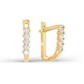 Золотые серьги КЮЗ Del'ta D120219 с фианитом D120219 фото