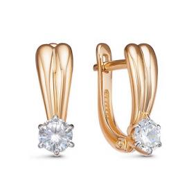 Золотые серьги КЮЗ Del'ta D1202198 с фианитом D1202198 фото