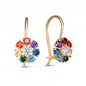 Золотые серьги КЮЗ Del'ta D1202243 с фианитом D1202243 фото