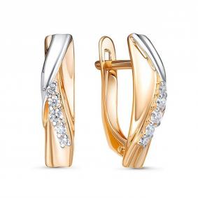 Золотые серьги КЮЗ Del'ta D1202273 с фианитом D1202273 фото