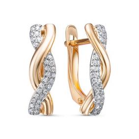 Золотые серьги КЮЗ Del'ta D1202322 с фианитом D1202322 фото