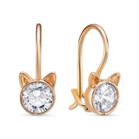 Золотые серьги КЮЗ Del'ta D1202347 с фианитом D1202347 фото