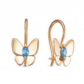 Золотые серьги КЮЗ Del'ta D1202353 с фианитом D1202353 фото