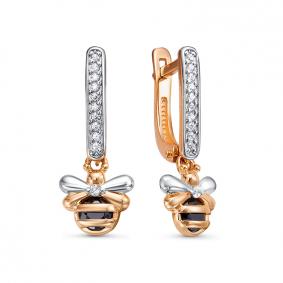 Золотые серьги КЮЗ Del'ta D1202361 с фианитом D1202361 фото