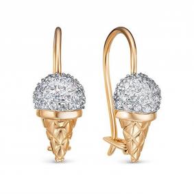 Золотые серьги КЮЗ Del'ta D1202375 с фианитом D1202375 фото