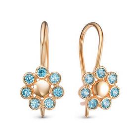 Золотые серьги КЮЗ Del'ta D1202483 с фианитом D1202483 фото