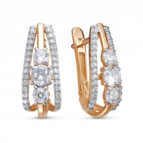 Золотые серьги КЮЗ Del'ta D1202582 с фианитом D1202582 фото