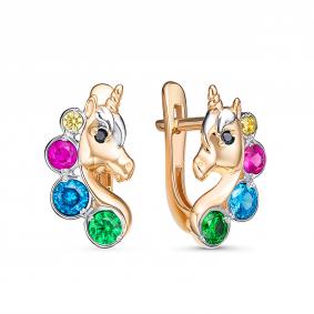 Золотые серьги КЮЗ Del'ta D1202592 с фианитом D1202592 фото