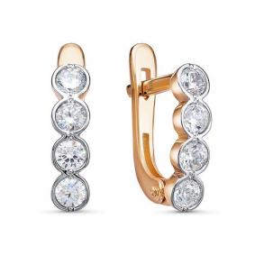 Золотые серьги КЮЗ Del'ta D1202608 с фианитом D1202608 фото