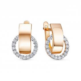 Золотые серьги КЮЗ Del'ta D1202687 с фианитом D1202687 фото