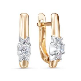 Золотые серьги КЮЗ Del'ta D1203078 с фианитом D1203078 фото