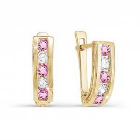 Золотые серьги КЮЗ Del'ta D120311 с фианитом D120311 фото