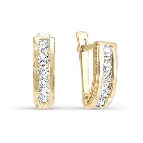 Золотые серьги КЮЗ Del'ta D120315 с фианитом D120315 фото