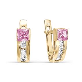 Золотые серьги КЮЗ Del'ta D120332 с фианитом D120332 фото