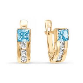 Золотые серьги КЮЗ Del'ta D120333 с фианитом и кварцем D120333 фото