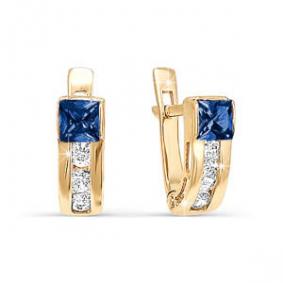 Золотые серьги КЮЗ Del'ta D120335-ф с фианитом D120335-ф фото