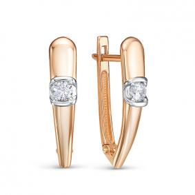 Золотые серьги КЮЗ Del'ta D1203381 с фианитом D1203381 фото